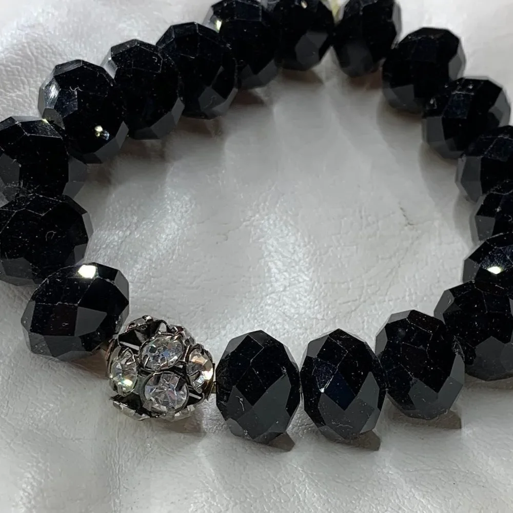 Beautiful Black Beveled Glass Beads